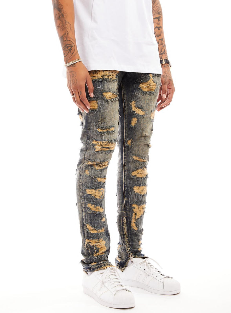 TIKRIT RIP AND DESTROYED DENIM-/SLIM/NON STRETCH – DAMATI JEANS